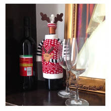 Capa de vidro garrafa de vinho tinto, estilo cervo, natal, decoração de garrafa de champanhe, chapéu, top, presente 2024 - compre barato
