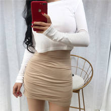 High Quality Pencil Sexy High Waist  Mini Short Skirt Casual Women Office Lady   Back Skirt Summer Spring Wrinkle Hot Sell New 2024 - buy cheap