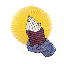 Christianity Believer Pray Gesture Large Sequin Patch Iron on Sew on Appliques for T-shirt Jacket Apparel Accessory 2024 - buy cheap