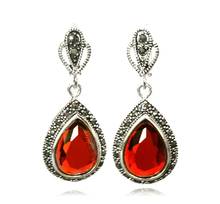 Jewelry Free Shipping  925 Silver Gems&Marcasite Waterdrop Earrings 1 1/2 " 2024 - buy cheap