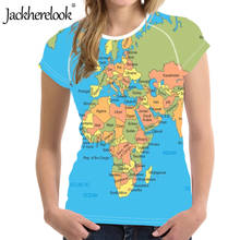 Jackherelook Marca Design Mapa Do Mundo 3D Luxo Impressão Camisas de T para Mulheres Roupas de Verão de Manga Curta Tops T Camisetas 2024 - compre barato