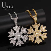 Uwin Baguette Snowflake Pendant AAA Zircon Bling Full Iced Out Necklace Rock Hip Hop Punk Style Jewelry Gift Bling 2024 - buy cheap