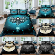 Moth Design Print Bedding Set Gothic Skull Duvet Cover Set Butterfly Bedclothes 2/3pcs Moon Stars Double Home Textiles King Size 2024 - buy cheap