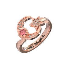 Strollgirl 925 Sterling Silver Custom Birthstone Ring Engraved Name Moon Stars Finger Ring for Women 2020 Valentine Jewelry Gift 2024 - buy cheap
