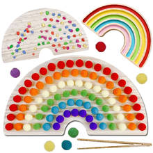 Tablero de madera de arcoíris Montessori para bebé, juguete educativo sensorial de madera nórdica, juego de cuentas con Clip, regalo para niños 2024 - compra barato