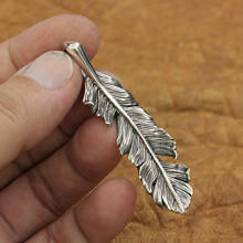 925 Sterling Silver High Detail Feather Pendant Mens Biker Punk Pendant TA52 2024 - buy cheap