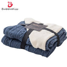 Bubble Kiss Simple Knitted Blanket Plush Velvet Creative Stripe Blankets For Beds Home Decor Blankets Office Nap Throw Blanket 2024 - buy cheap