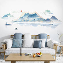 DIY Large Chinese Style Creative Mountain Scenery Wall Stickers Sofa Background Cover Decals 2024 - buy cheap