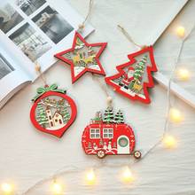 New 5pcs Xmas Party New Year Decoration For Home Creative Led Light Christmas Tree Hanging Pendant Star Car Bell Wooden Ornament 2024 - buy cheap