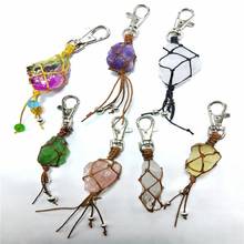 Natural Quartz Stone Pendant Keychain Wrap Braid Yoga Macrame Energy Car Key Holder Keyring Bag Charm Hanging Jewelry Accesorios 2024 - buy cheap