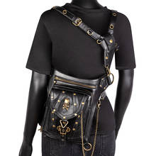 Women Punk Rock Waist Bag Steampunk Rivets Skull Purse Crossbody Shoulder Motorcycle Drop Leg Belt Bag Hip Hop Street Pouch Pack 2024 - купить недорого