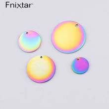 Fnixtar-20 unidades de discos redondos de arcoíris, abalorios de acero inoxidable para pulido de espejo, fabricación DIY, collar, tobillera, pulseras, joyería 2024 - compra barato
