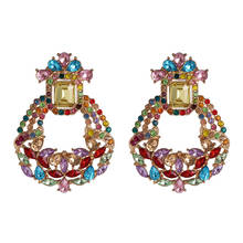 2 Colors ZA New Designs Crystal Statement Earrings Bohemian Geometric Dangle Earrings For Women Fashion Jewelry wholesale 2024 - buy cheap