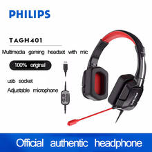 PHILIPS Gaming Wired Headphone TAGH401 Computer USB Plug Headset With Microphone Multimedia  Flagship For PC Black 2024 - buy cheap