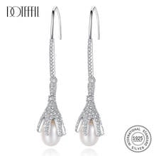 DOTEFFIL Drop Earrings Genuine Natural Freshwater Pearl 925 Sterling Silver Retro Earring Pearl Jewelry Women Wedding/Party Gift 2024 - buy cheap