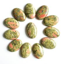 Wholesale 12pcs/lot  fashion top quality natural flower green stone Oval CAB CABOCHON 20x30mm beads for jewelry making Free 2024 - buy cheap