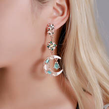 Hello Miss New earrings color exaggerated asymmetric crystal stud earrings Baroque long earrings fashion women's earrings 2024 - buy cheap