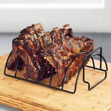 Non-Stick Metal Wire Stand BBQ Grill Steak Holder Roasting Rib Rack Kitchen Tool 2024 - buy cheap