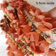 Trend Chiffon Flower Applique Lace Ribbon DIY Hat Headdress Women Children Clothing Skirt Underwear Bags Strap Orange Red Trim 2024 - купить недорого