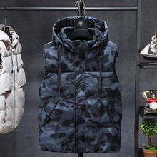 Winter Men Plus Size 6xl 7xl 8xl 9xl Parka Vest Waistcoat Hoodie camouflage Sleeveless Jackets Warm Parka Waistcoat Men 58 60 62 2024 - buy cheap