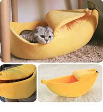Cong cama de banana e gato casinha confortável fofo cachorro almofada canil quente portátil cesta de animais de estimação 2024 - compre barato