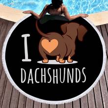 Diâmetro 150cm toalha de praia redonda dachshund pug gato impresso secagem rápida praia cobertor esportes natação microfibra toalha de praia 2024 - compre barato
