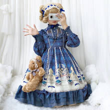 Princesa japonesa diariamente doce lolita vintage, falbala laço suporte fofo estampa vitoriana vestido kawaii menina gótico lolita op 2024 - compre barato