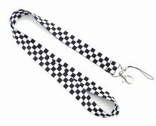 Black White Plaid Square Key ID Card Keychain Necklace Cell Phone Neck Lanyard Polyester Neck Straps for Smartphone 2024 - buy cheap
