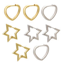 ZHUKOU-pendientes de aro pequeños para mujer, color dorado/plateado 2020, estrella, corazón, latón brillante, modelo de joyería: VE179, 1 pieza 2024 - compra barato