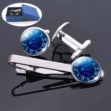 Fashion Men 12 Constellation Star Map Jewelry Aries Pisces Aquarius Gemini Libra Scorpio Taurus Virgo Leo Cufflinks and Tie Clip 2024 - buy cheap