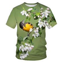 Camiseta con estampado 3D de flores y aves para hombre y mujer, ropa deportiva informal, de manga corta 2024 - compra barato