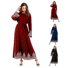 Мусульманская Мода ИД Мубарак, мусульманские платья-абайя, турецкий кафтан, Бандажное однотонное вышитое бисером, элегантное платье-абайя для женщин 2024 - купить недорого