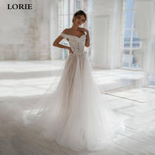 LORIE Boho A Line Lace Wedding Dresses Off The Shoulder Lace Bride Dresses With Romantic Buttons Wedding Gowns Vestidos de novia 2024 - buy cheap