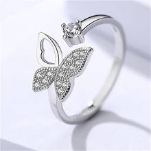 Cute Zircon Butterfly Rings For Girl Party Accessories Vintage Silver Plated Women Bride Wedding Ring Adjustable Sweet Lady Gift 2024 - buy cheap