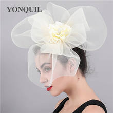 Ladies Fashion Women Mesh Flower Big Fascinator Hats Wedding Kenducky Derby Ascot Chapeau Bridal Tulle Occasion Headpiece 2024 - buy cheap