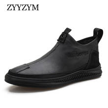 Zyyzym tênis masculinos casuais de couro, todos pretos, sapatos baixos, outono 2020, calçados masculinos casuais 2024 - compre barato