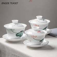 Ceramic Tea Gaiwan TeacupHand Painted Large Tea tureen Chinese White jade porcelain tea bowl Tea set Accessories Master cup 2024 - buy cheap