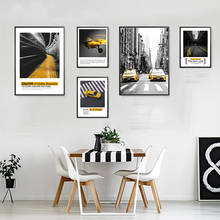 Nordic pintura em tela cartaz minimalista decoração de casa parede estilo amarelo carro calçada ainda vida citação imagem impressão sala estar 2024 - compre barato