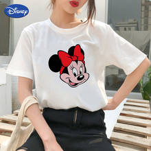 Disney t shirt mulheres mickey mouse tshirts gráfico 2021 senhoras moda elegante feliz jovem verão topo de manga curta 90s roupas 2024 - compre barato