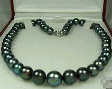 Collar de perlas naturales negras de 8-9MM, 17 ", gran oferta 2024 - compra barato