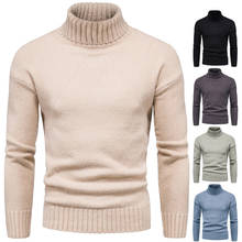 Men Winter Turtelneck Sweaters Good Quality Men Elastic Warm Sweaters New Male Slim Fit Pullovers Solid Turtelnecks Size 2XL 2024 - buy cheap