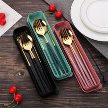 1SET Stainless Steel Portable Spoon And Fork Chopsticks Set Thin Portuguese Tableware Student Travel Box Packing Cutlery Set 2024 - buy cheap