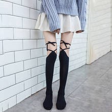 Lolita Bandage Stocking Women Cotton High Knee Socks Thigh White Black Fashion Long Stockings Girls Dress Calcetine Medias 2024 - buy cheap