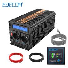 EDECOA power inverter DC 12v to AC 220v 1000W 2000W off grid inverter pure sine wave with remote control LCD display 5V 2.1A USB 2024 - buy cheap