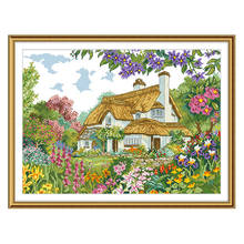 Floral House Cross Stitch Patterns Kits Printed Canvas Counted Embroidery Sets 11CT 14CT DIY Handmade Craft Home Decor Paintings 2024 - buy cheap