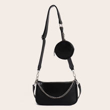 2pcs/set Fashion Women PU Leather Shoulder Underarm Bag Casual Solid Color Chain Handbags Portable Travel Purse Composite Set 2024 - buy cheap