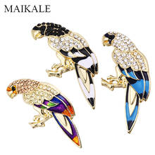 MAIKALE Vintage Bird Brooch Pins Crystal Parrot Brooches for Women Clothes Corsage Shirt Suit Kids Bag Accessories Broche Gifts 2024 - buy cheap