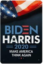 ZJLVMF Funny Metal Sign Biden Harris 2020 Make America Think Again Bar Diner Cafe Home Wall Decor Sign 2024 - buy cheap