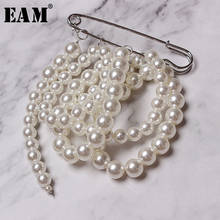 [EAM] 2021 Spring Summer Woman New Listing Temperament Solid Color Pik Stitch Imitation Round Pearl Long Brooch Decoration LD678 2024 - buy cheap