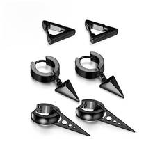 Classic Triangle Shaped Stainless steel Earring sets For Women Girls Fashion Punk Geometric Pendant Stud Ear Jewelry 3 pairs 2024 - buy cheap
